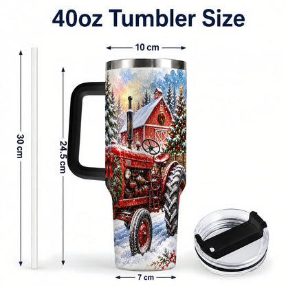 #pl[40oz|Black] Christmas Tractor Tumbler 40oz,