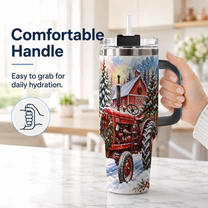 #pl[40oz|Black] Christmas Tractor Tumbler 40oz,