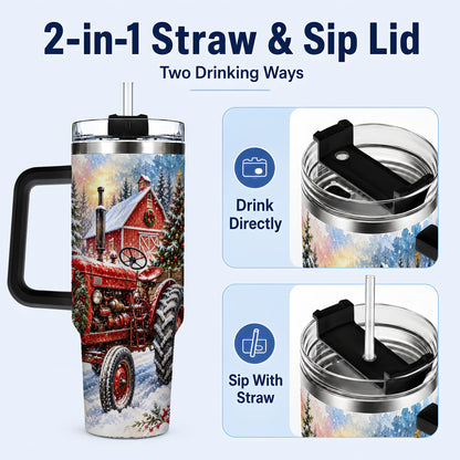 #pl[40oz|Black] Christmas Tractor Tumbler 40oz,