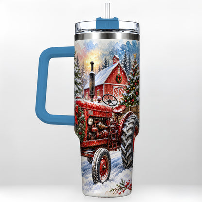 #pl[40oz|Blue] Christmas Tractor Tumbler 40oz,