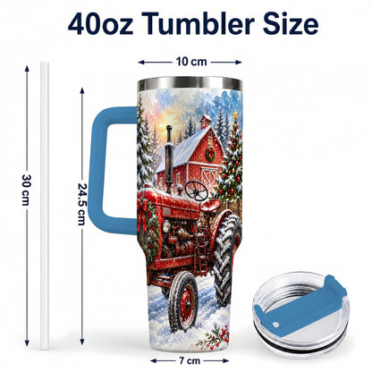 #pl[40oz|Blue] Christmas Tractor Tumbler 40oz,