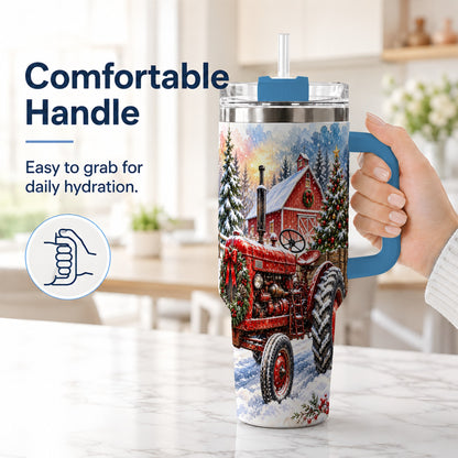 #pl[40oz|Blue] Christmas Tractor Tumbler 40oz,