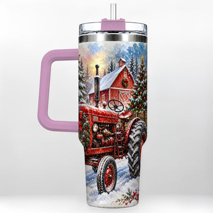 #pl[40oz|Pink] Christmas Tractor Tumbler 40oz,