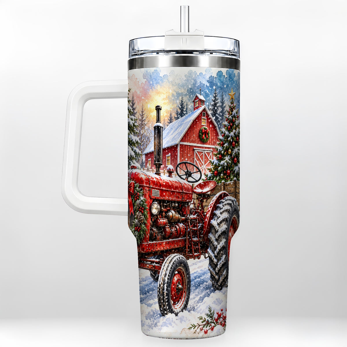 Christmas Tractor Tumbler 40oz,