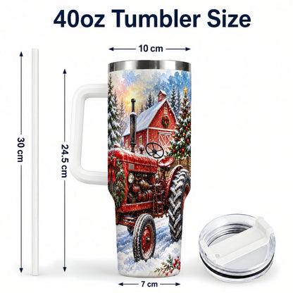 #pl[40oz|White] Christmas Tractor Tumbler 40oz,