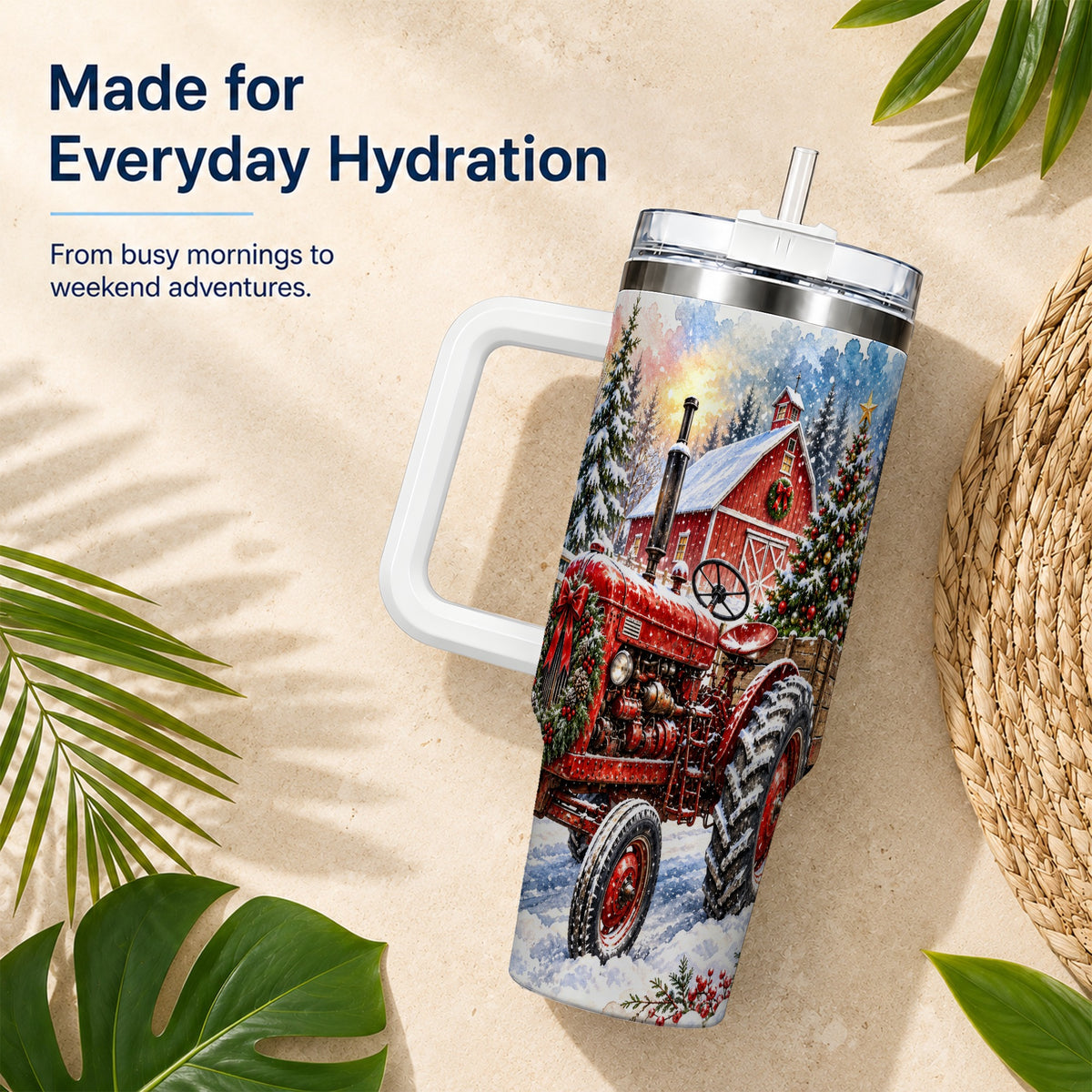 Christmas Tractor Tumbler 40oz,