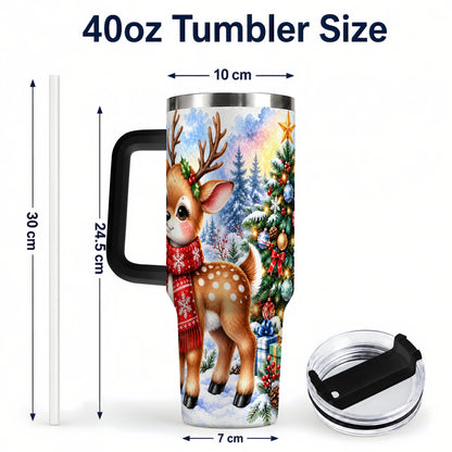 #pl[40oz|Black] Christmas Reindeer 40oz Tumbler with Handle, Winter Deer Travel Cup