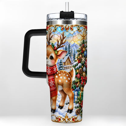 #pl[40oz|Black] Reindeer 40oz Tumbler, Winter Deer Tumbler, Stainless Steel Travel Cup
