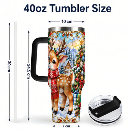 #pl[40oz|Black] Reindeer 40oz Tumbler, Winter Deer Tumbler, Stainless Steel Travel Cup