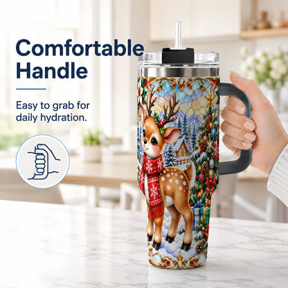 #pl[40oz|Black] Reindeer 40oz Tumbler, Winter Deer Tumbler, Stainless Steel Travel Cup