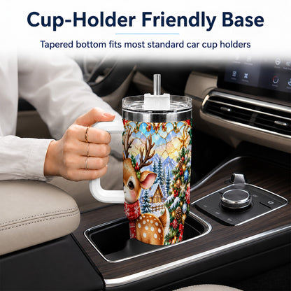 Reindeer 40oz Tumbler, Winter Deer Tumbler, Stainless Steel Travel Cup