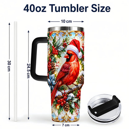 #pl[40oz|Black] Cardinal 40oz Tumbler, Red Bird Tumbler, Stainless Steel Travel Cup