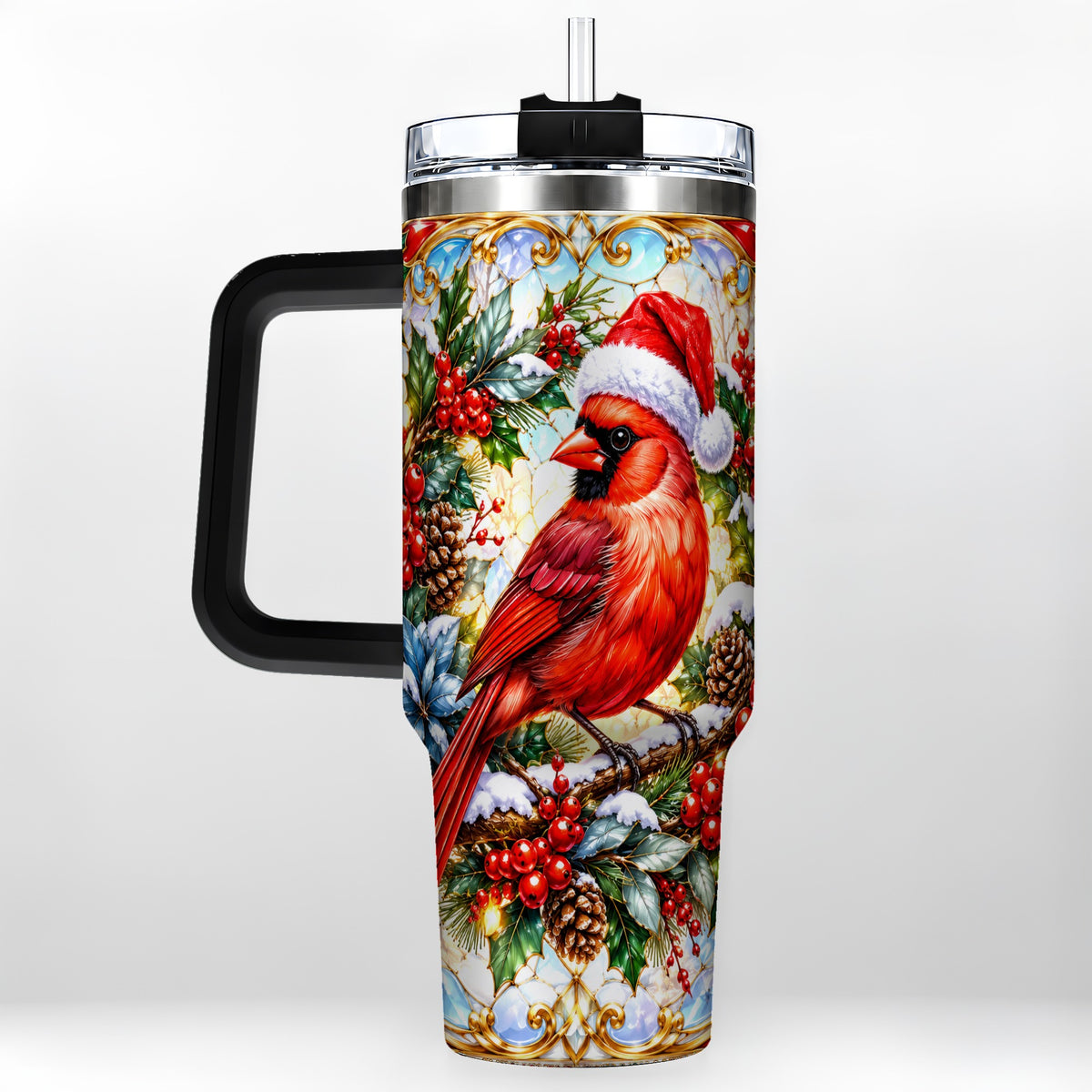 #pl[40oz|Black] Cardinal 40oz Tumbler, Red Bird Tumbler, Stainless Steel Travel Cup