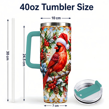 #pl[40oz|Green] Cardinal 40oz Tumbler, Red Bird Tumbler, Stainless Steel Travel Cup
