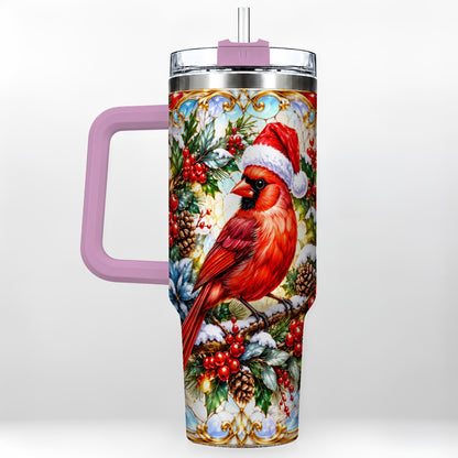 #pl[40oz|Pink] Cardinal 40oz Tumbler, Red Bird Tumbler, Stainless Steel Travel Cup
