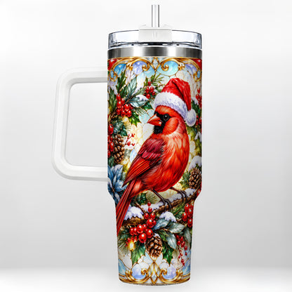 Cardinal 40oz Tumbler, Red Bird Tumbler, Stainless Steel Travel Cup