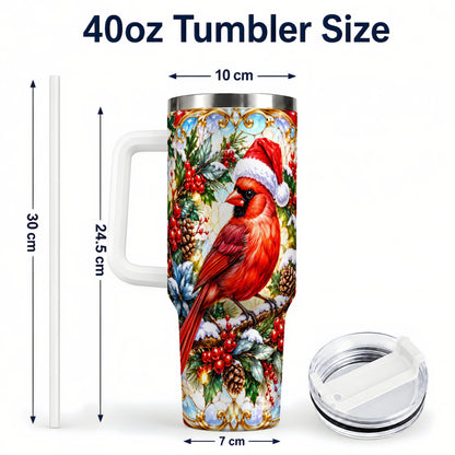 #pl[40oz|White] Cardinal 40oz Tumbler, Red Bird Tumbler, Stainless Steel Travel Cup