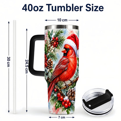#pl[40oz|Black] Cardinal 40oz Tumbler, Watercolor Bird Tumbler, Stainless Steel Travel Cup
