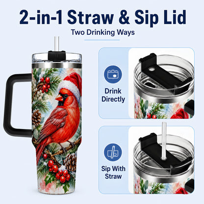 #pl[40oz|Black] Cardinal 40oz Tumbler, Watercolor Bird Tumbler, Stainless Steel Travel Cup