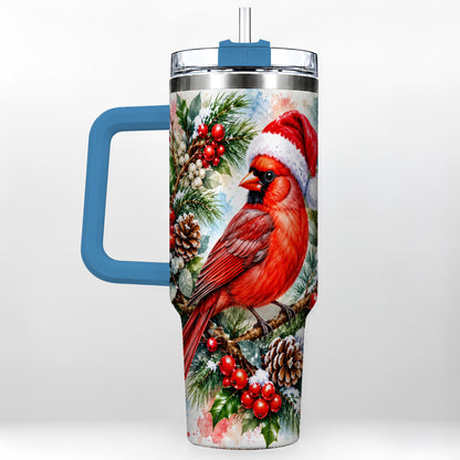 #pl[40oz|Blue] Cardinal 40oz Tumbler, Watercolor Bird Tumbler, Stainless Steel Travel Cup