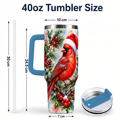 #pl[40oz|Blue] Cardinal 40oz Tumbler, Watercolor Bird Tumbler, Stainless Steel Travel Cup
