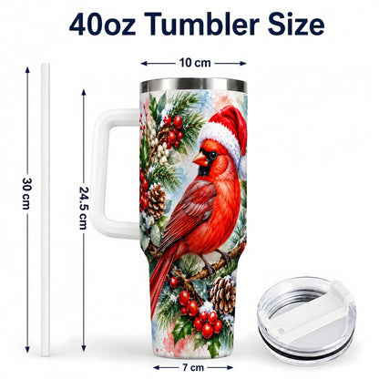 #pl[40oz|White] Cardinal 40oz Tumbler, Watercolor Bird Tumbler, Stainless Steel Travel Cup