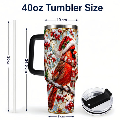 #pl[40oz|Black] Cardinal 40oz Tumbler, Scarf Bird Tumbler, Stainless Steel Travel Cup