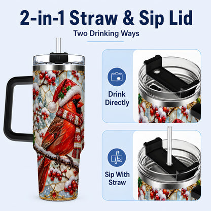 #pl[40oz|Black] Cardinal 40oz Tumbler, Scarf Bird Tumbler, Stainless Steel Travel Cup