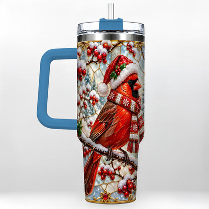 #pl[40oz|Blue] Cardinal 40oz Tumbler, Scarf Bird Tumbler, Stainless Steel Travel Cup