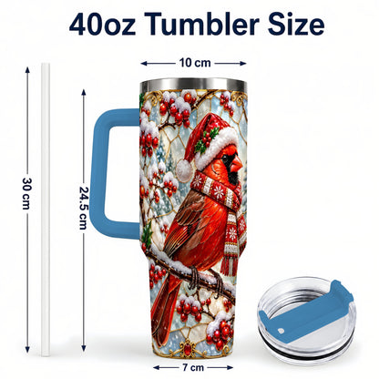 #pl[40oz|Blue] Cardinal 40oz Tumbler, Scarf Bird Tumbler, Stainless Steel Travel Cup