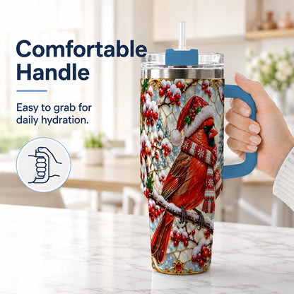#pl[40oz|Blue] Cardinal 40oz Tumbler, Scarf Bird Tumbler, Stainless Steel Travel Cup