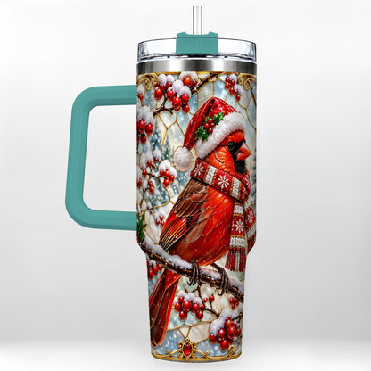 #pl[40oz|Green] Cardinal 40oz Tumbler, Scarf Bird Tumbler, Stainless Steel Travel Cup