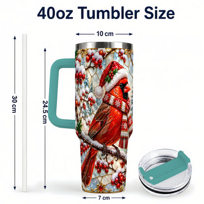 #pl[40oz|Green] Cardinal 40oz Tumbler, Scarf Bird Tumbler, Stainless Steel Travel Cup