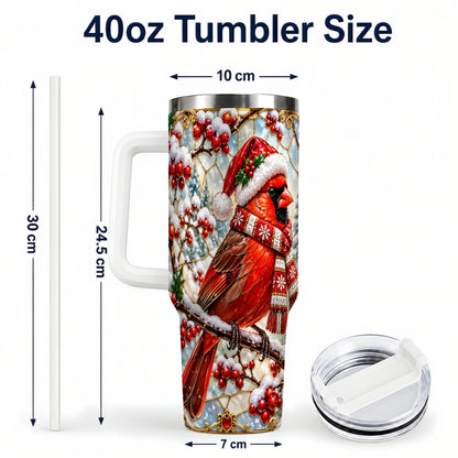 #pl[40oz|White] Cardinal 40oz Tumbler, Scarf Bird Tumbler, Stainless Steel Travel Cup