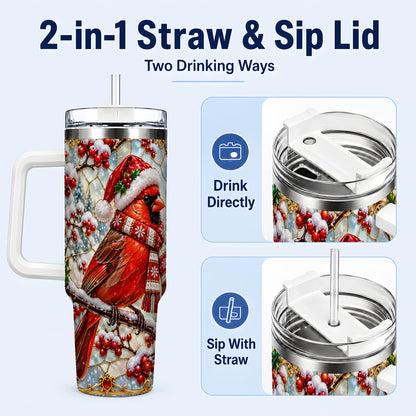 #pl[40oz|White] Cardinal 40oz Tumbler, Scarf Bird Tumbler, Stainless Steel Travel Cup