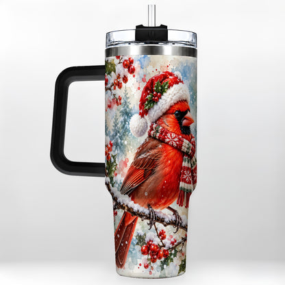 #pl[40oz|Black] Cardinal 40oz Tumbler, Snowy Bird Tumbler, Stainless Steel Travel Cup