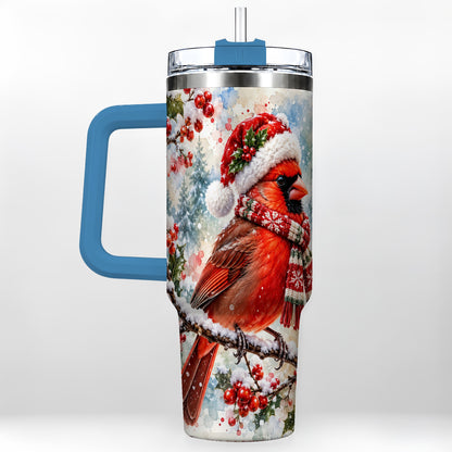 #pl[40oz|Blue] Cardinal 40oz Tumbler, Snowy Bird Tumbler, Stainless Steel Travel Cup