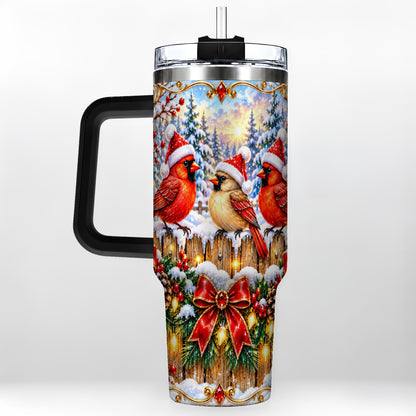 #pl[40oz|Black] Ornate Cardinals 40oz Tumbler, Christmas Bird Stainless Steel Travel Cup