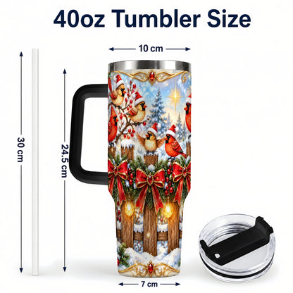 #pl[40oz|Black] Golden Cardinals 40oz Tumbler, Christmas Bird Stainless Steel Travel Cup