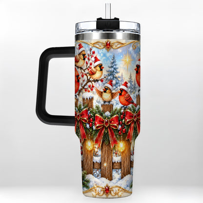 #pl[40oz|Black] Golden Cardinals 40oz Tumbler, Christmas Bird Stainless Steel Travel Cup