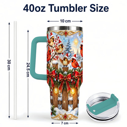 #pl[40oz|Green] Golden Cardinals 40oz Tumbler, Christmas Bird Stainless Steel Travel Cup