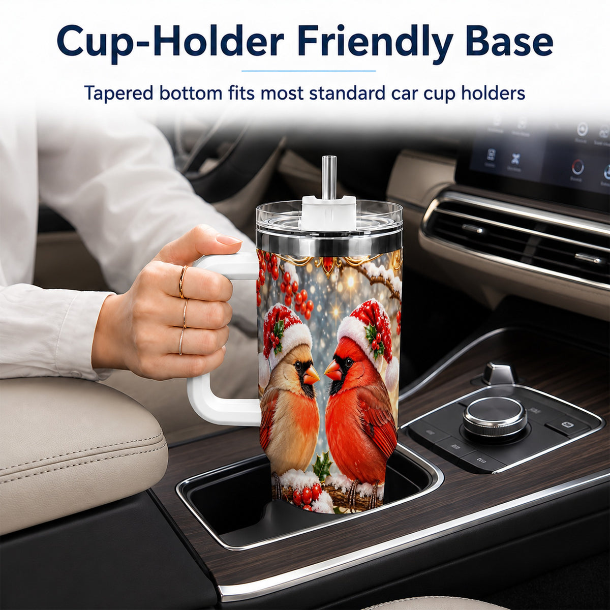 Cardinal Pair 40oz Tumbler, Christmas Bird Stainless Steel Travel Cup