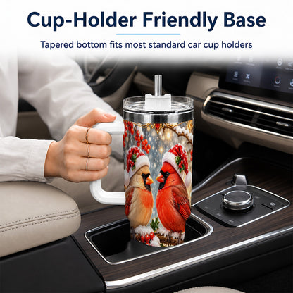 Cardinal Pair 40oz Tumbler, Christmas Bird Stainless Steel Travel Cup