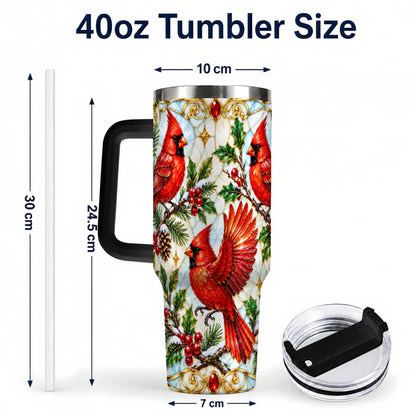 #pl[40oz|Black] Christmas Cardinals 40oz Tumbler, Bird Tumbler, Stainless Steel Travel Cup