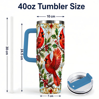 #pl[40oz|Blue] Christmas Cardinals 40oz Tumbler, Bird Tumbler, Stainless Steel Travel Cup