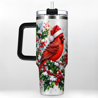 #pl[40oz|Black] Christmas Cardinal 40oz Tumbler, Bird Tumbler, Stainless Steel Travel Cup