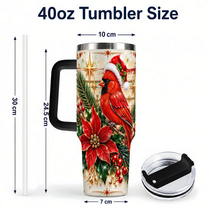 #pl[40oz|Black] Cardinal 40oz Tumbler, Winter Bird Stainless Steel Travel Cup