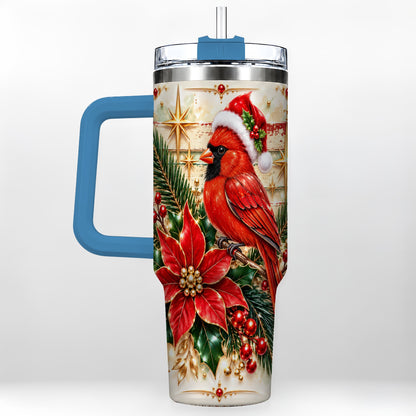 #pl[40oz|Blue] Cardinal 40oz Tumbler, Winter Bird Stainless Steel Travel Cup