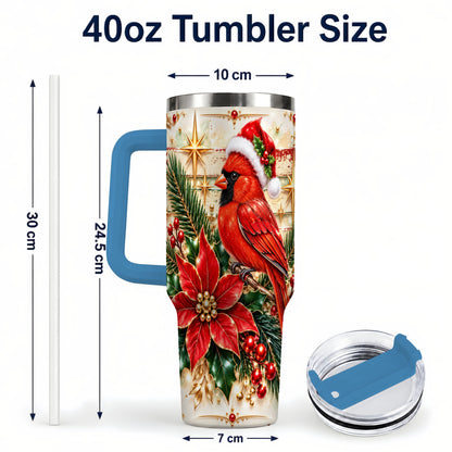 #pl[40oz|Blue] Cardinal 40oz Tumbler, Winter Bird Stainless Steel Travel Cup