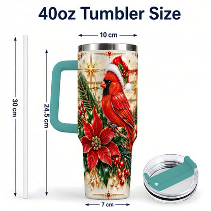 #pl[40oz|Green] Cardinal 40oz Tumbler, Winter Bird Stainless Steel Travel Cup